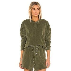 Donni Terry Henley Sweatshirt NWT NEW